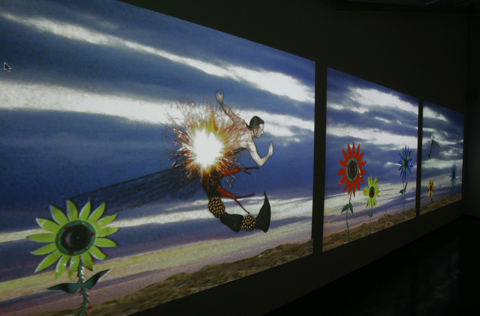 Lei Cox, Skies over FlowerField, 1998. Installation view at FACT.