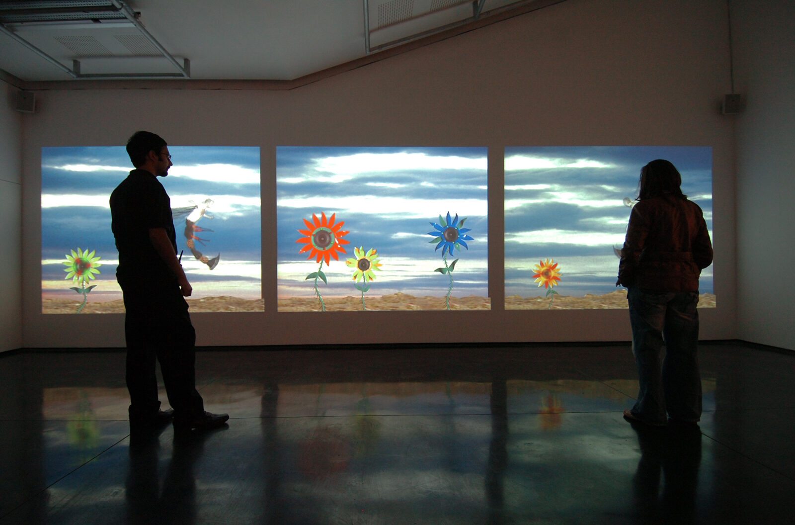 Lei Cox, Skies over FlowerField, 1998. Installation view at FACT.