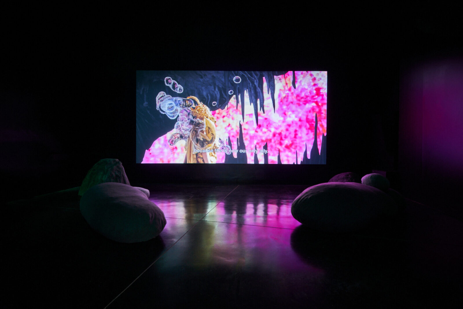 Josèfa Ntjam When The Moon Dreamed of the Ocean 2022 Installation view at FACT Liverpool Photo by Rob Battersby