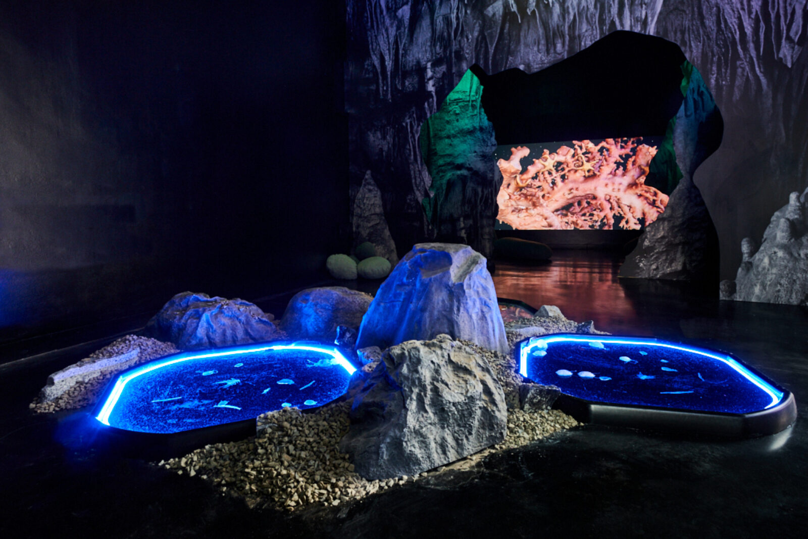 Josèfa Ntjam When The Moon Dreamed of the Ocean 2022 Installation view at FACT Liverpool Photo by Rob Battersby