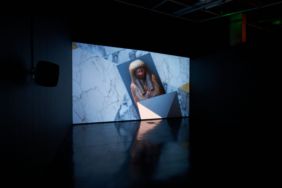 Larry Achiampong and David Blandy Dust to Data 2021 Image by Rob Battersby Installation view at FACT WEB RES 3