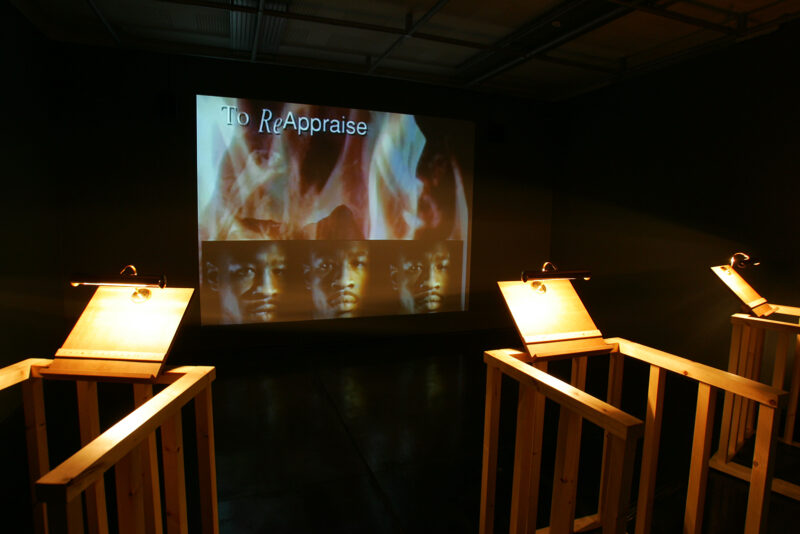 Keith Piper, Reckless Eyeballing, 1995. Installation view at FACT.
