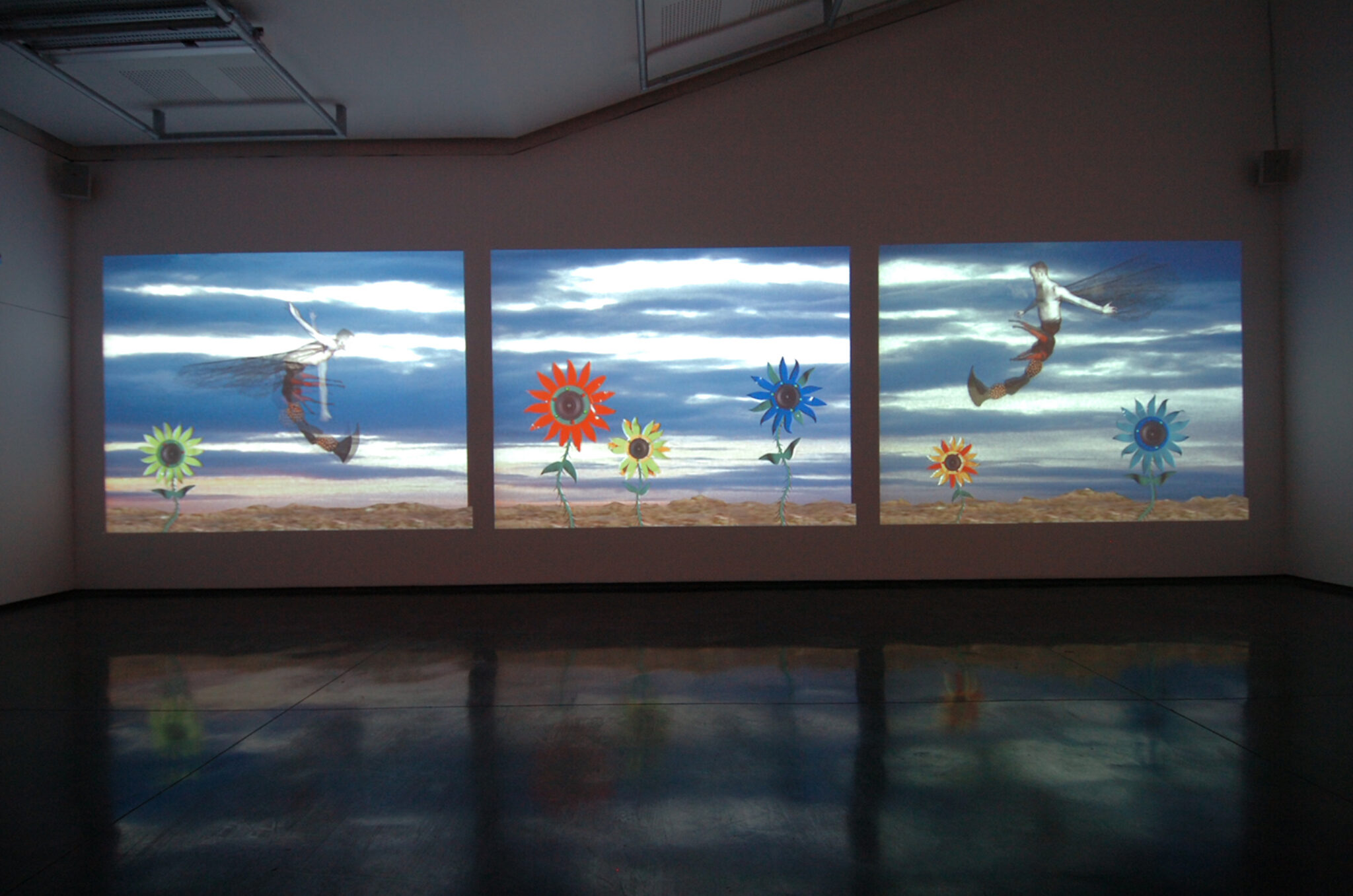 Lei Cox, Skies over FlowerField, 1998. Installation view at FACT.