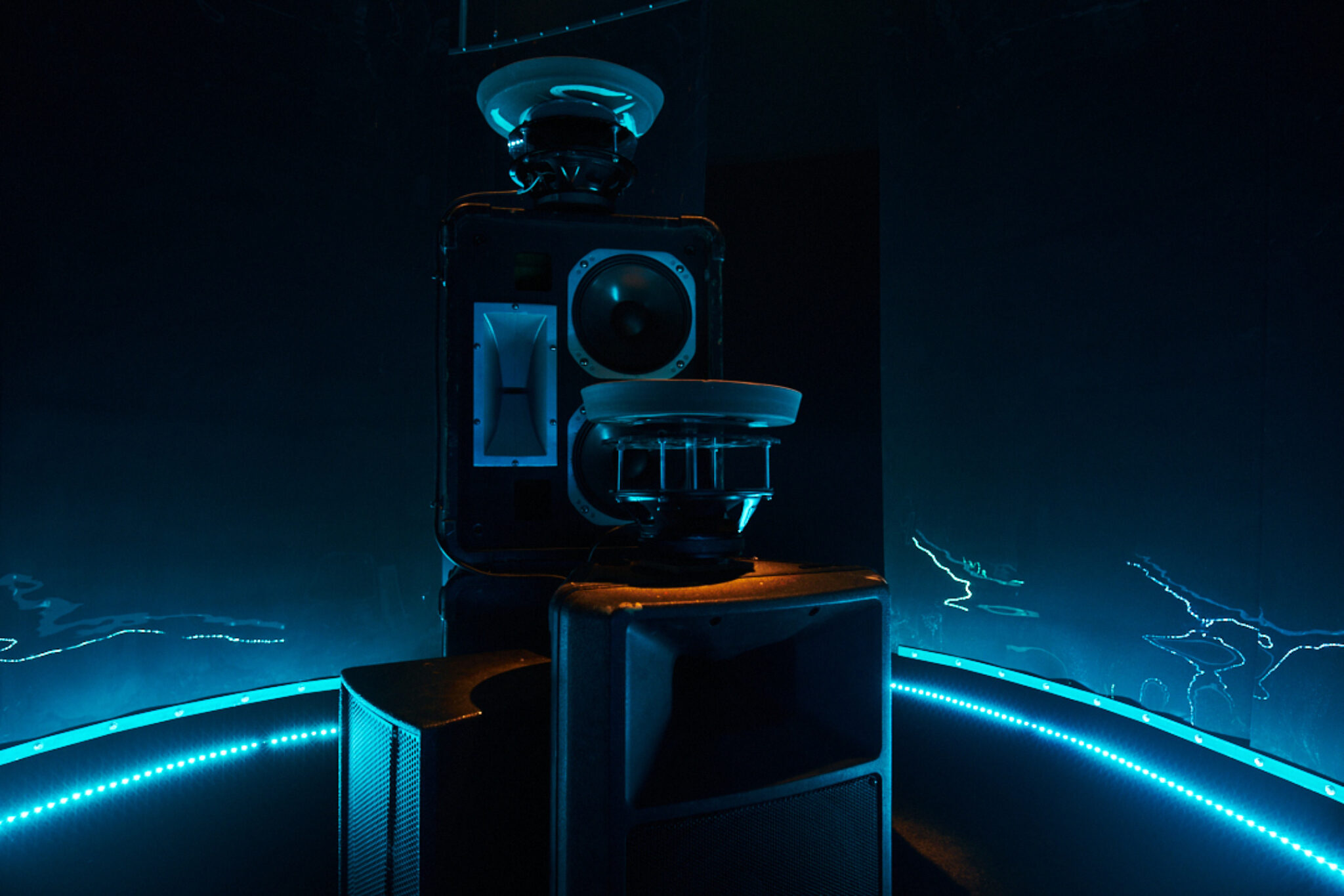 Black Obsidian Sound System B O S S The Only Good System is a Soundsystem 2021 Installation view at FACT Photo by Rob Battersby Courtesy of the artists